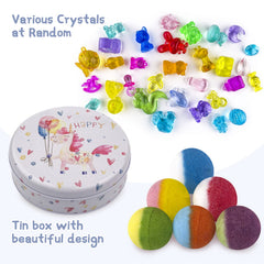 Bomba de baño DOVIPE con juguete cristal y colores brillantes para la hora del baño.
