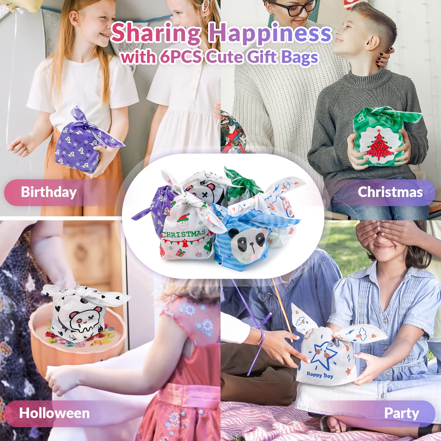 DOVIPE gift bags in Christmas theme for gifting kids bath bombs