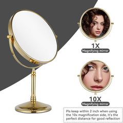 DOWRY makeup mirror with gold finish adds elegant vanity accent