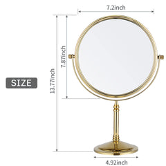 DOWRY two-sided swivel gold mirror for quick closeups and checks