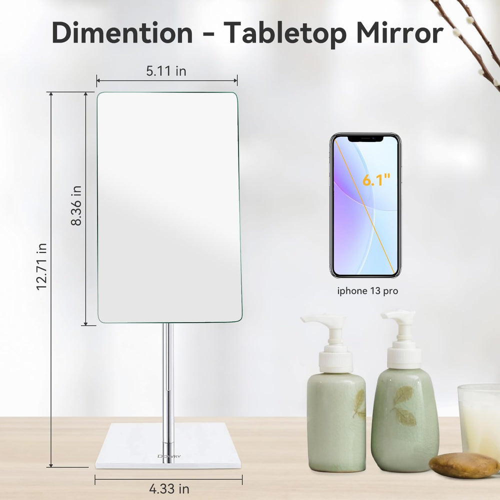 DOWRY polished chrome vanity mirror closeup shows durable finish