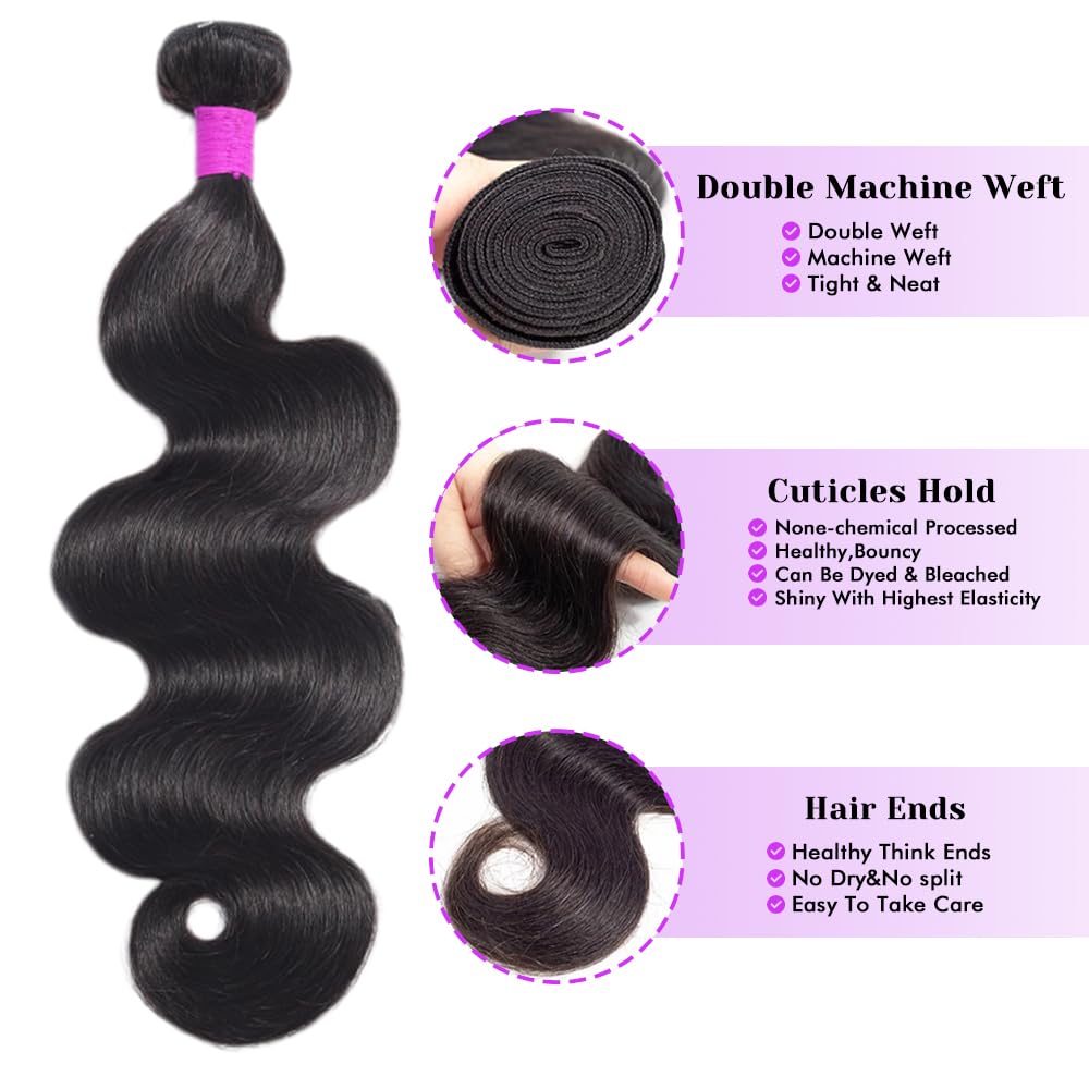 Dowstalgirl body wave bundles 20 inch long for dramatic, full-bodied waves