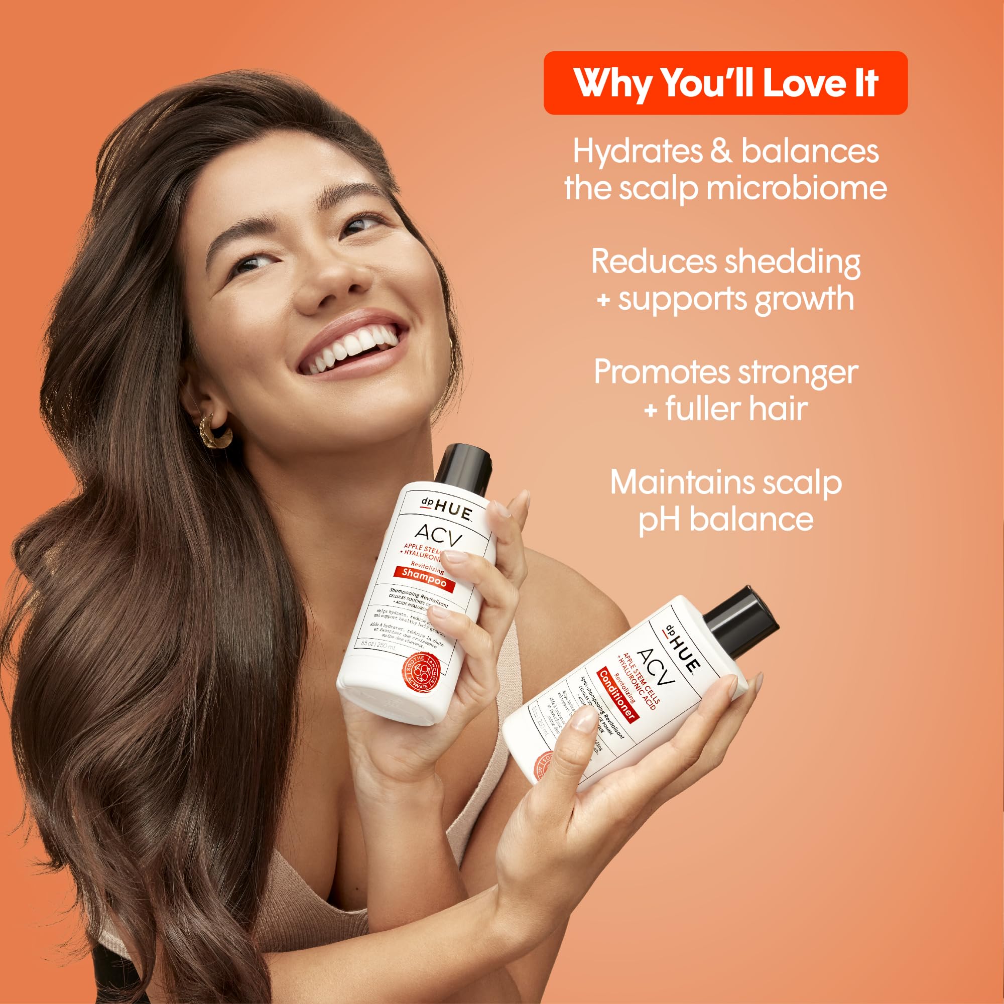 dpHUE ACV Revitalizing Shampoo foam-lather close-up highlights cleansing action and fullness potential