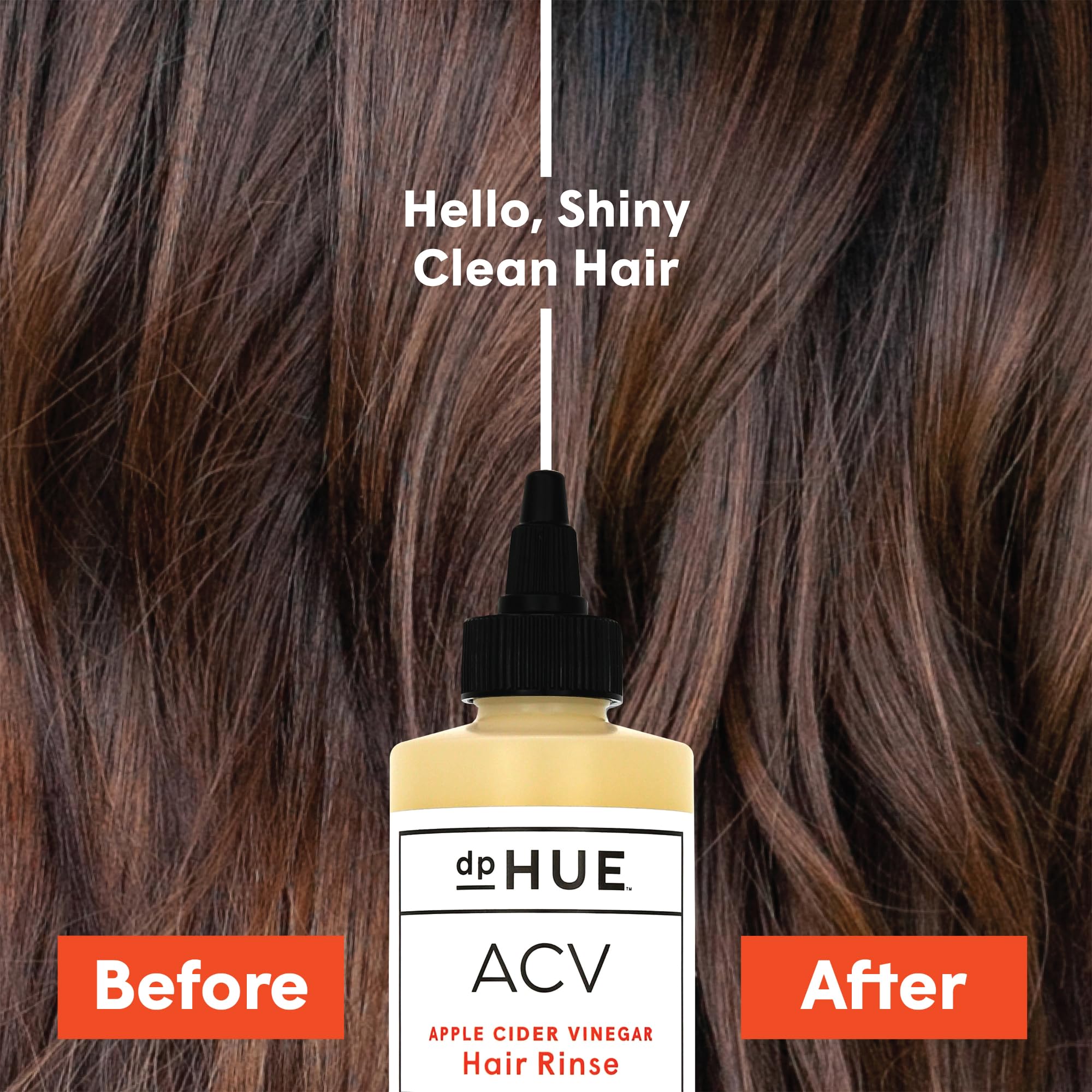 dpHUE Apple Cider Vinegar Hair Rinse top view highlights easy-to-use bottle design for quick refreshment.