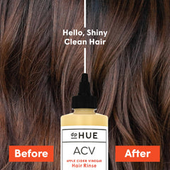 dpHUE Apple Cider Vinegar Hair Rinse top view highlights easy-to-use bottle design for quick refreshment.