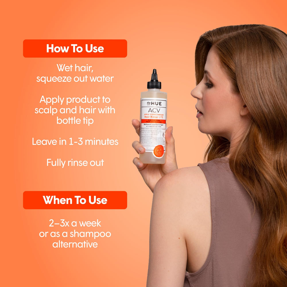 dpHUE Apple Cider Vinegar Hair Rinse Lite color-safe technology preserves vibrancy