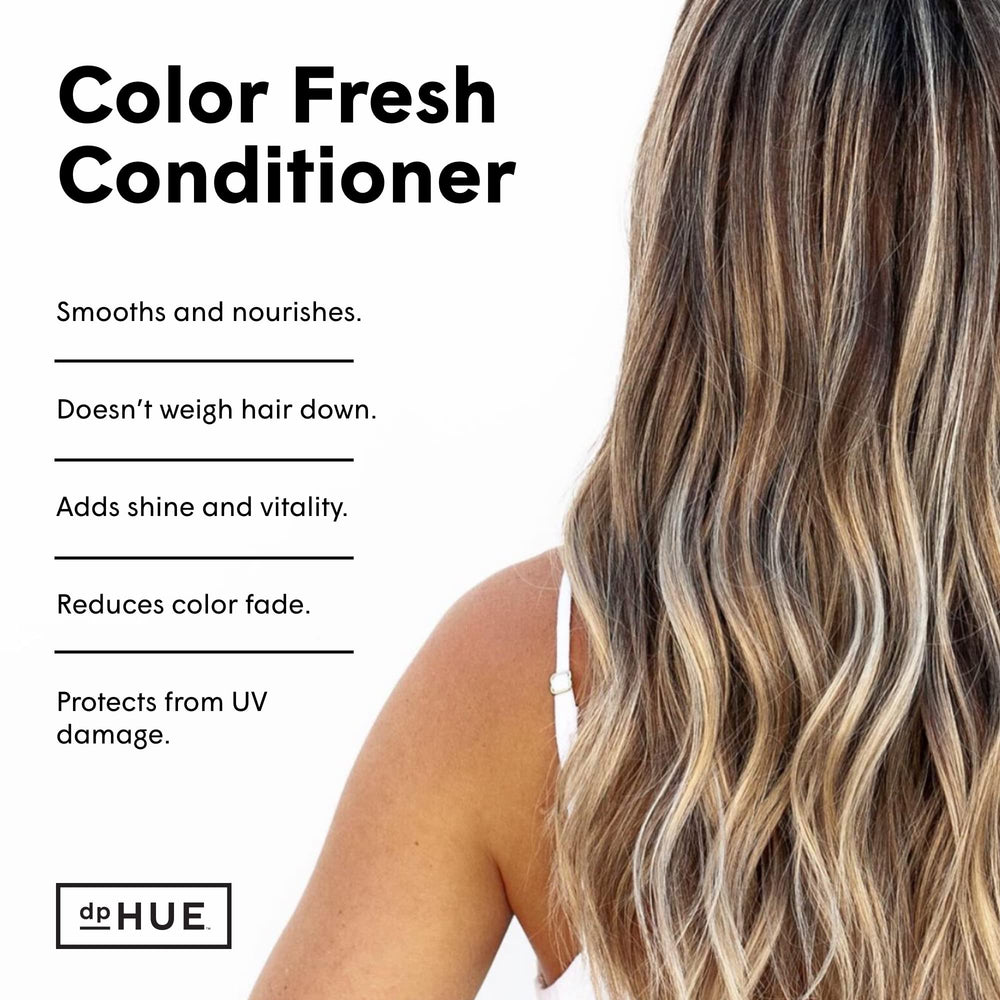 dpHUE Color Fresh Conditioner pour action highlights easy, gentle detangling during wash.