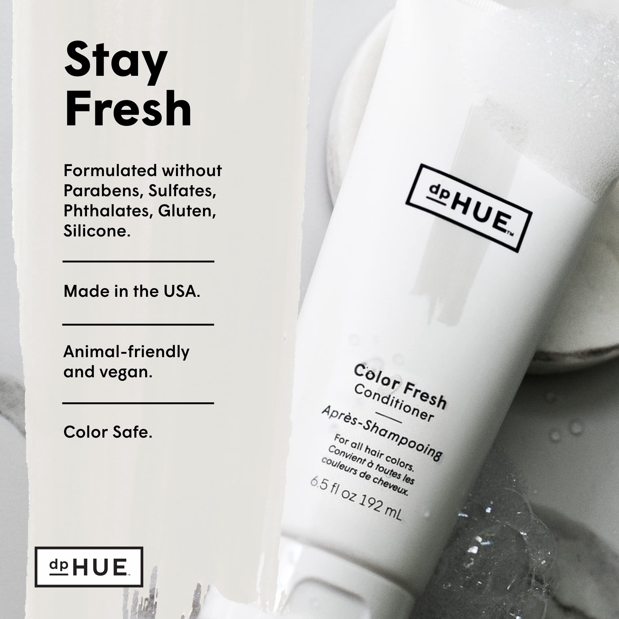 dpHUE Color Fresh Conditioner sunflower seed extract promotes color fade protection and healthy shine.