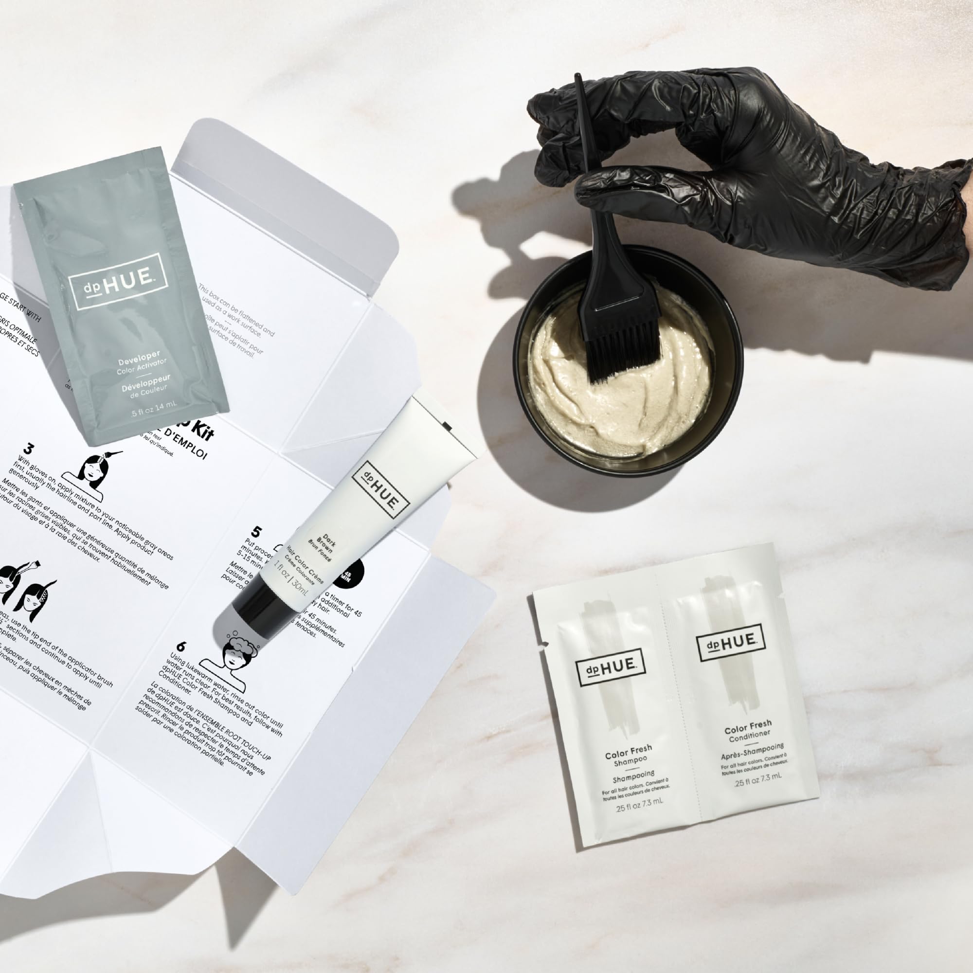 dpHUE color touch up spray compatibility example for extended results.