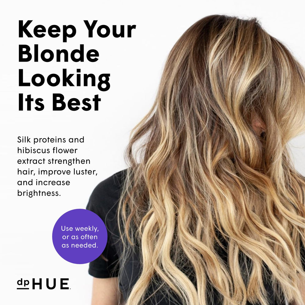 dpHUE Cool Blonde Shampoo after-use hair appears cooler and more vibrant.