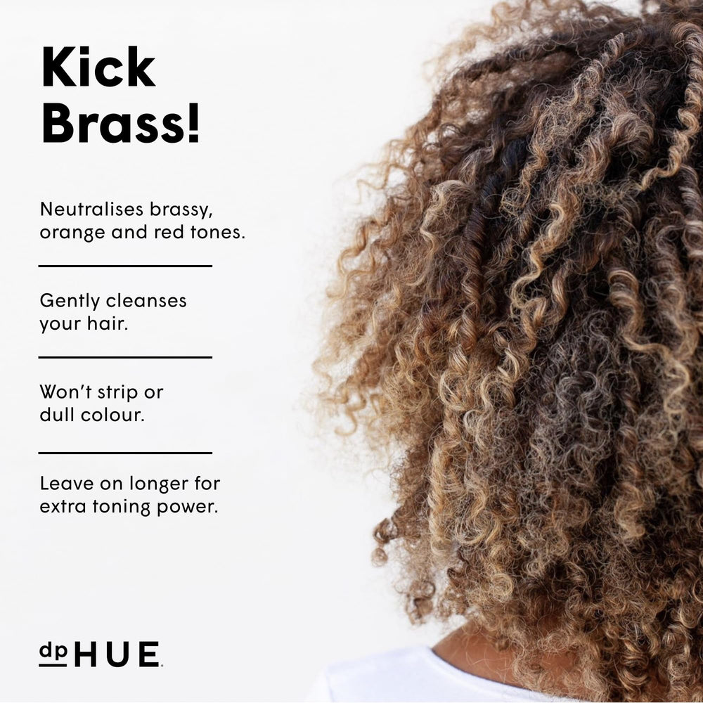 dpHUE Cool Brunette Shampoo label detail highlights sulfate-free benefits.