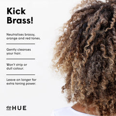 dpHUE Cool Brunette Shampoo label detail highlights sulfate-free benefits.