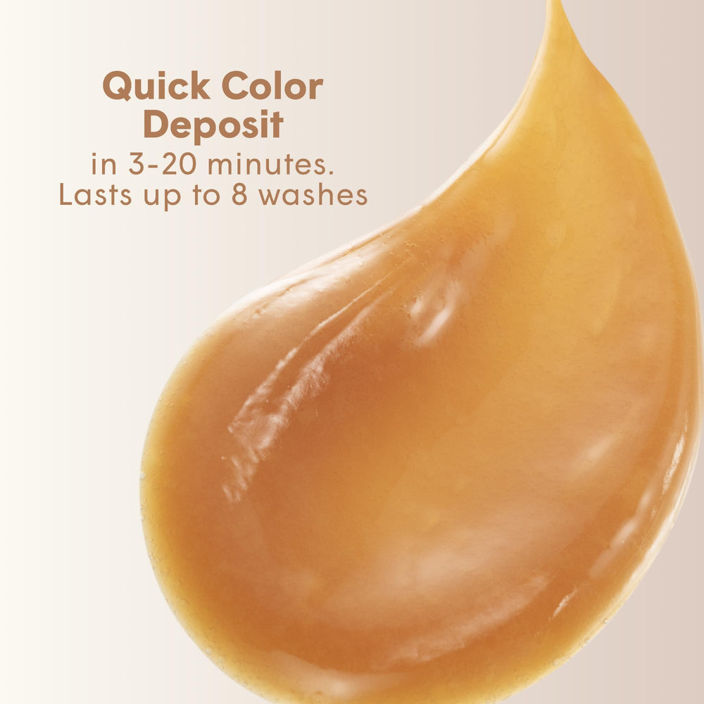 dpHUE Gloss+ Caramel formula note highlights lack of peroxide and ammonia for gentler care.