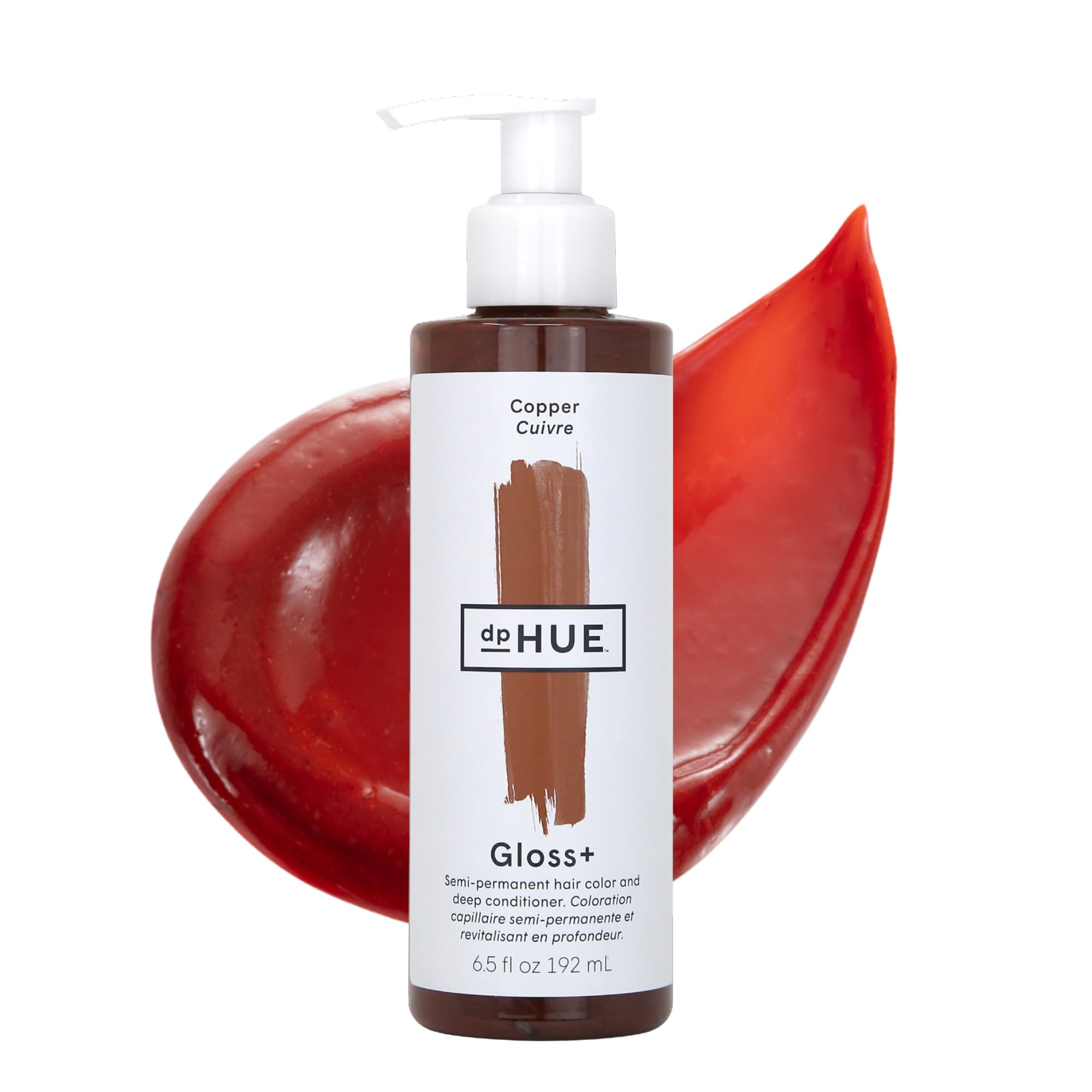 dpHUE Gloss+ Copper bottle pour delivers vibrant temporary color and moisture.
