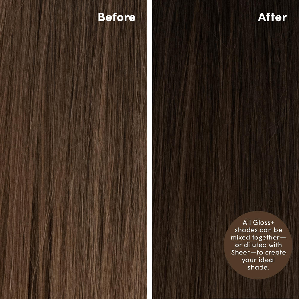 dphue Gloss+ Cool Medium Brown swatches show cooler tones for neutral brunettes.