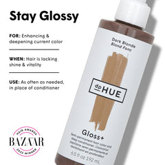 dpHUE Gloss+ Dark Blonde application on damp hair for even coverage