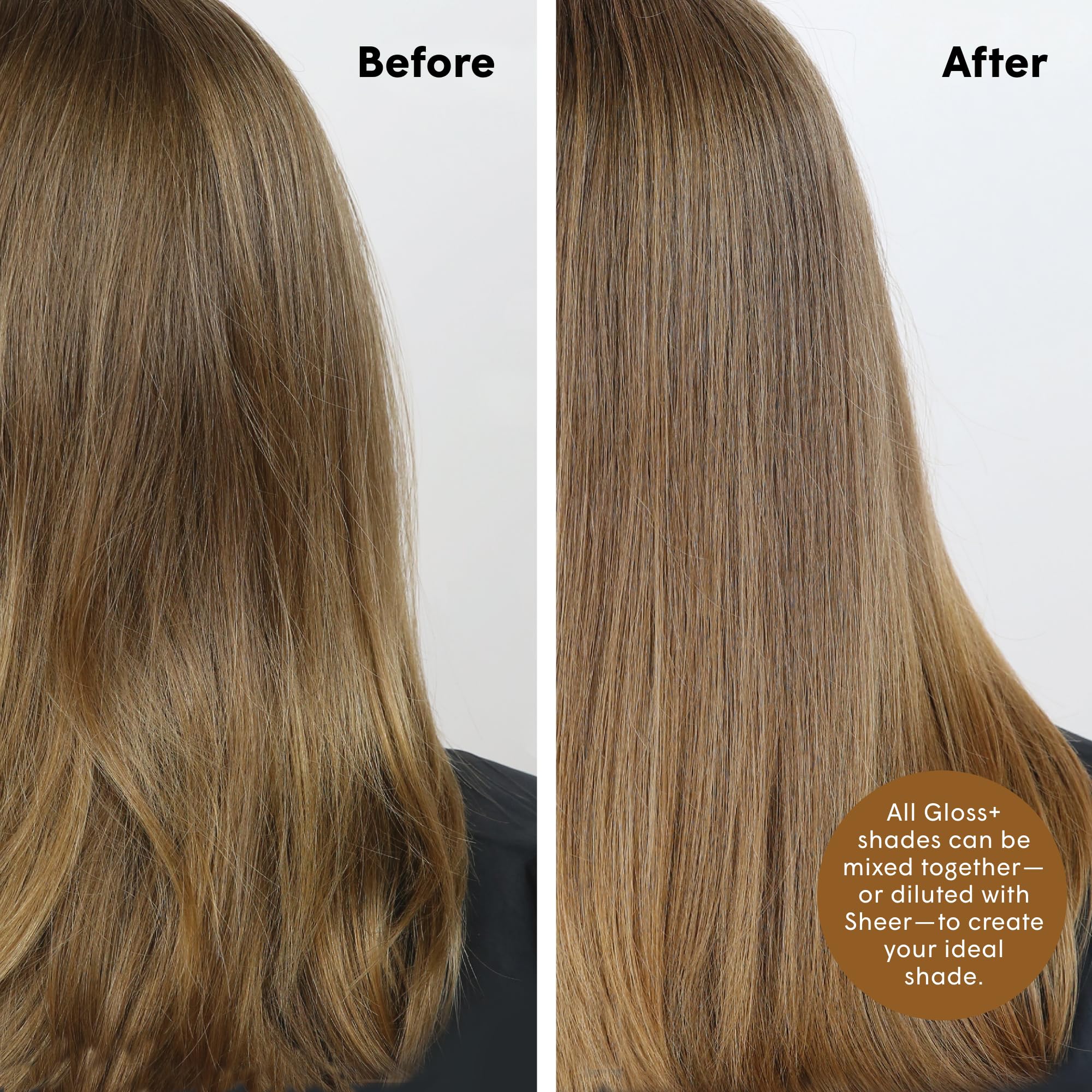 dpHUE Gloss+ Dark Blonde hair shines with healthy moisture