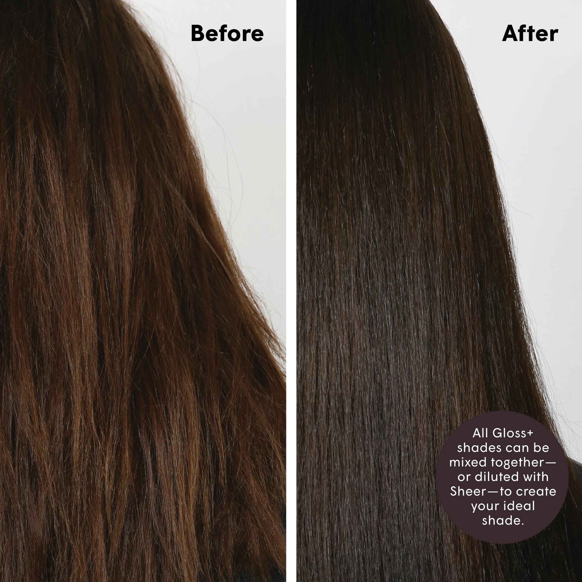 dpHUE Gloss+ Dark Brown color deposit visible on brunette strands.