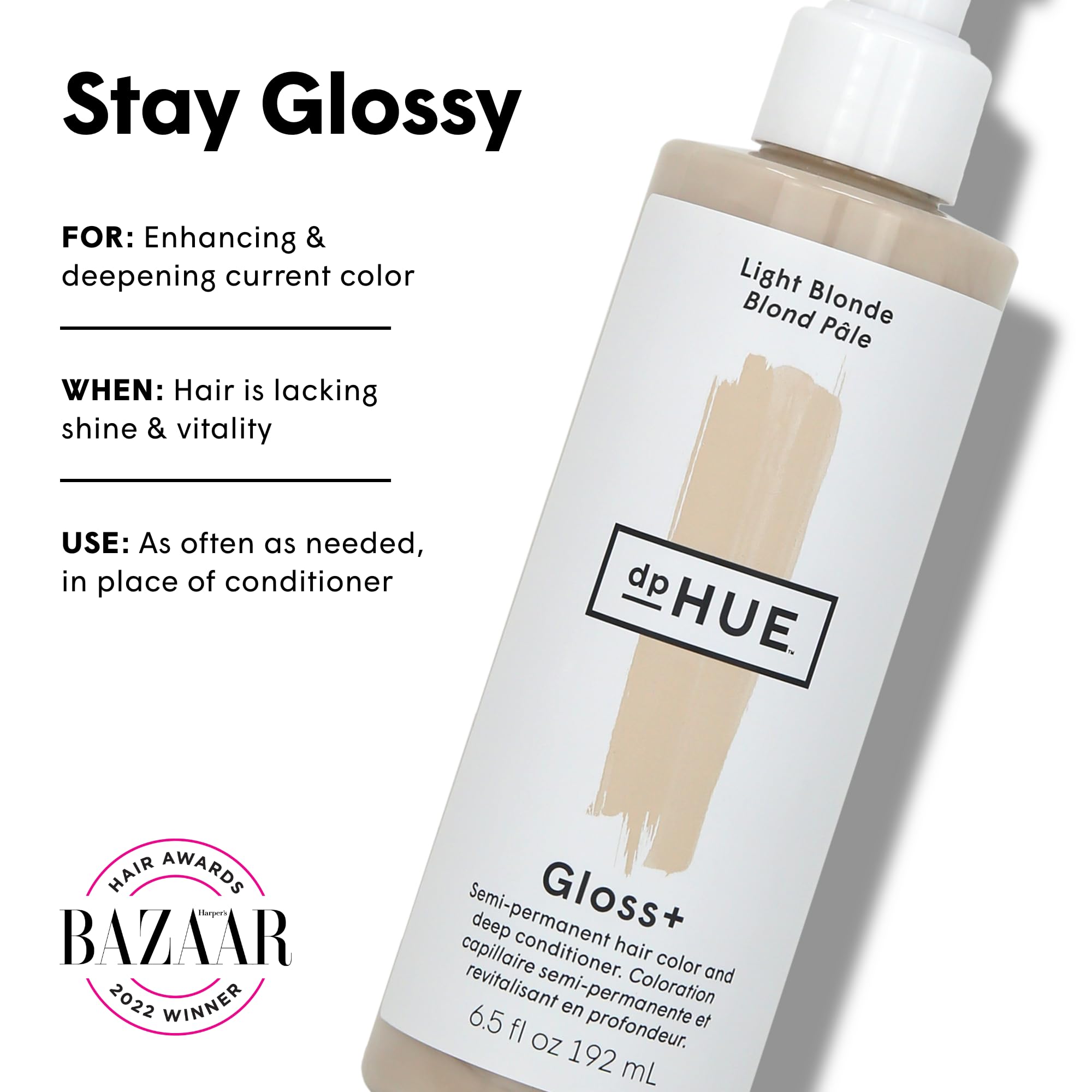 dpHUE Gloss+ Light Blonde applying to damp hair for conditioning and tone enhancement