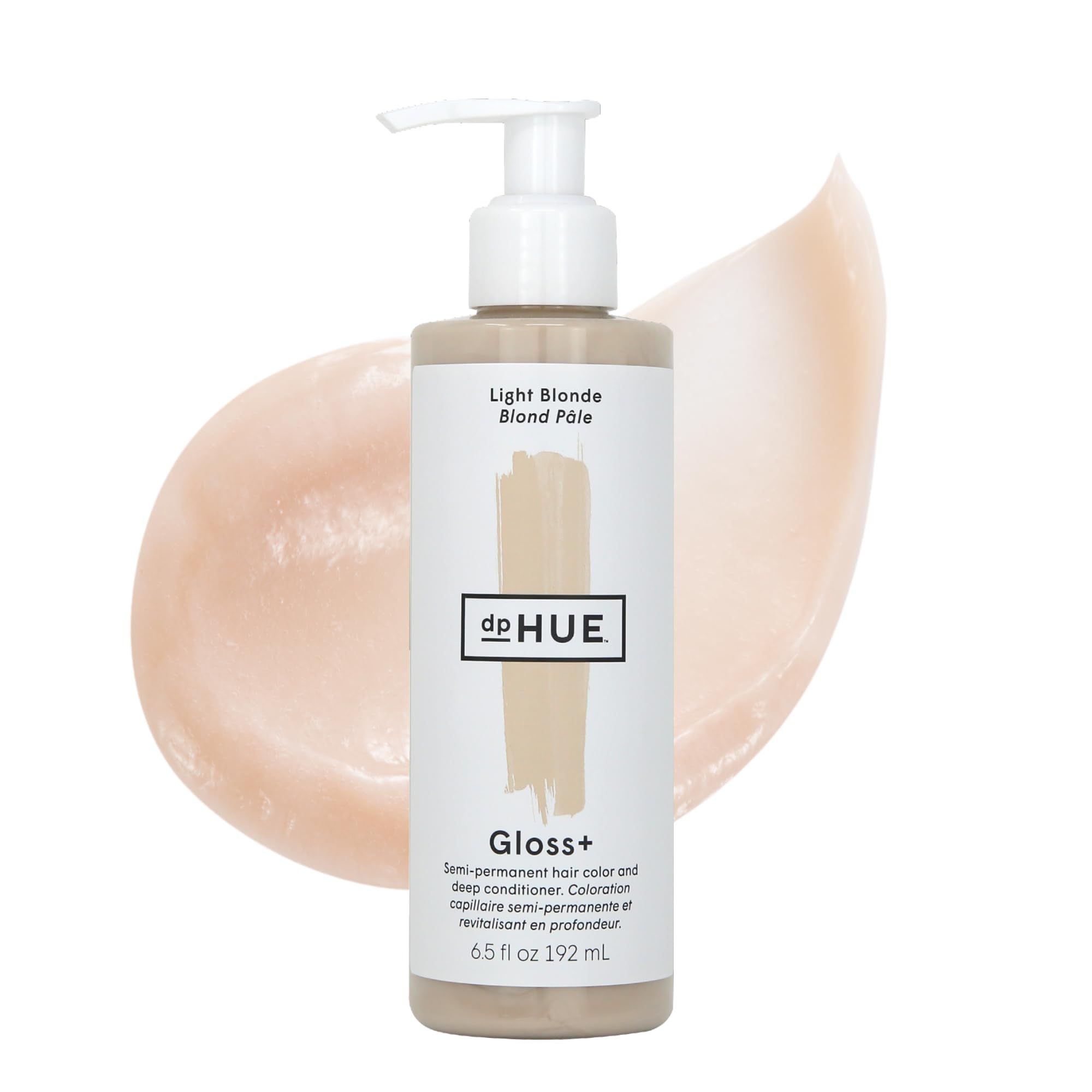dpHUE Gloss+ Light Blonde bottle close-up showing color boost and moisture