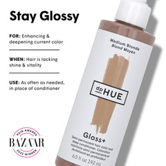 dpHUE Gloss+ Medium Blonde application demonstrates pigment deposit for shine