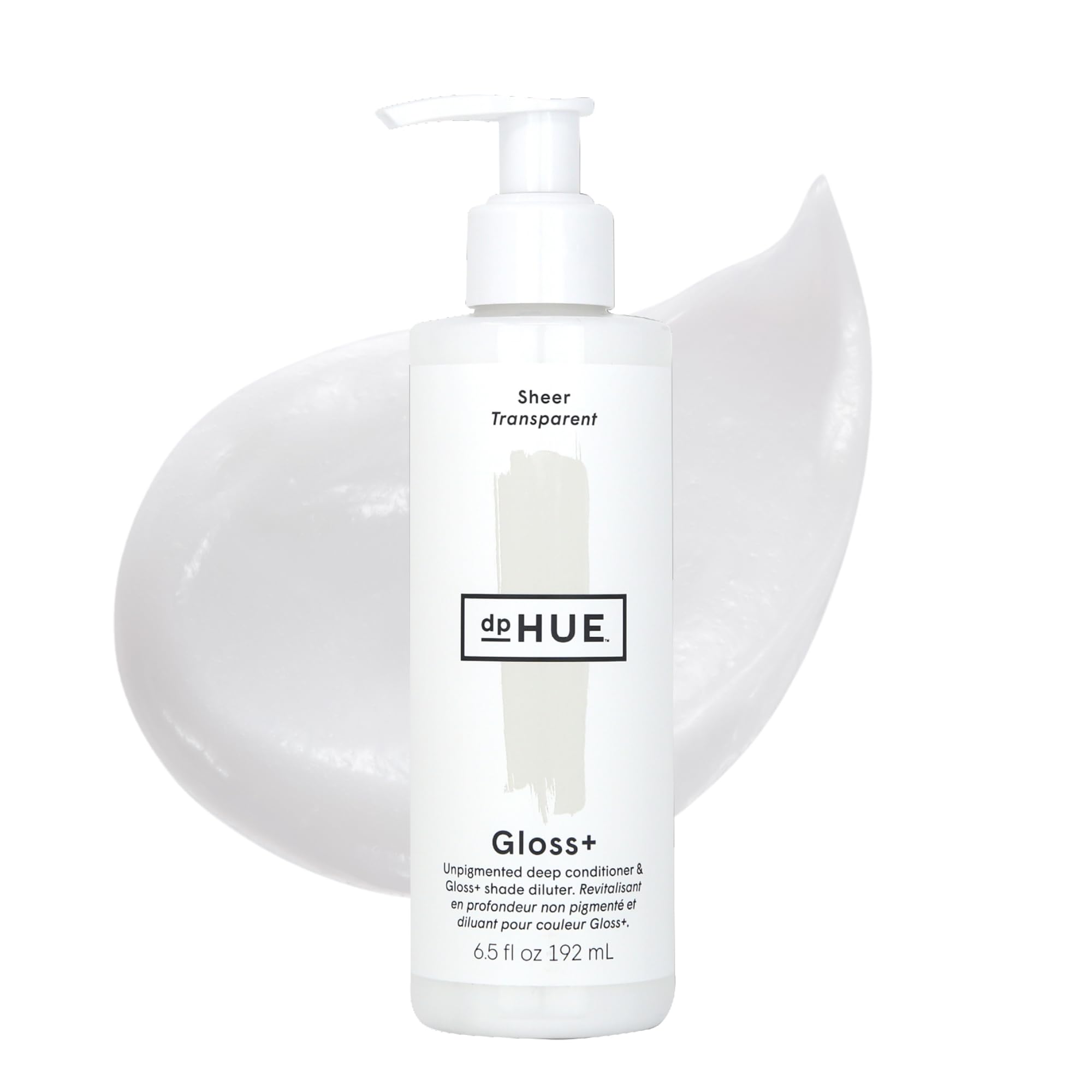 dpHUE Gloss+ Sheer bottle shows universal moisture for all hair colors.