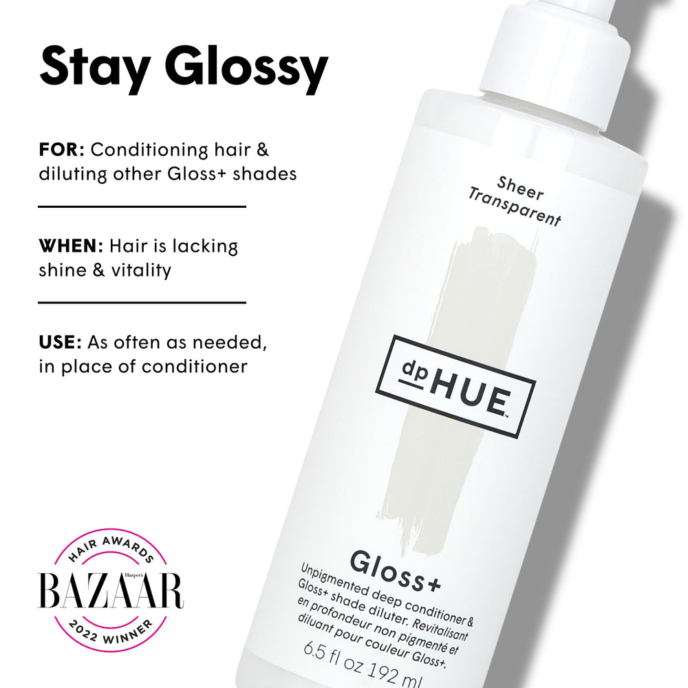 dpHUE Gloss+ Sheer application on damp hair for added shine.