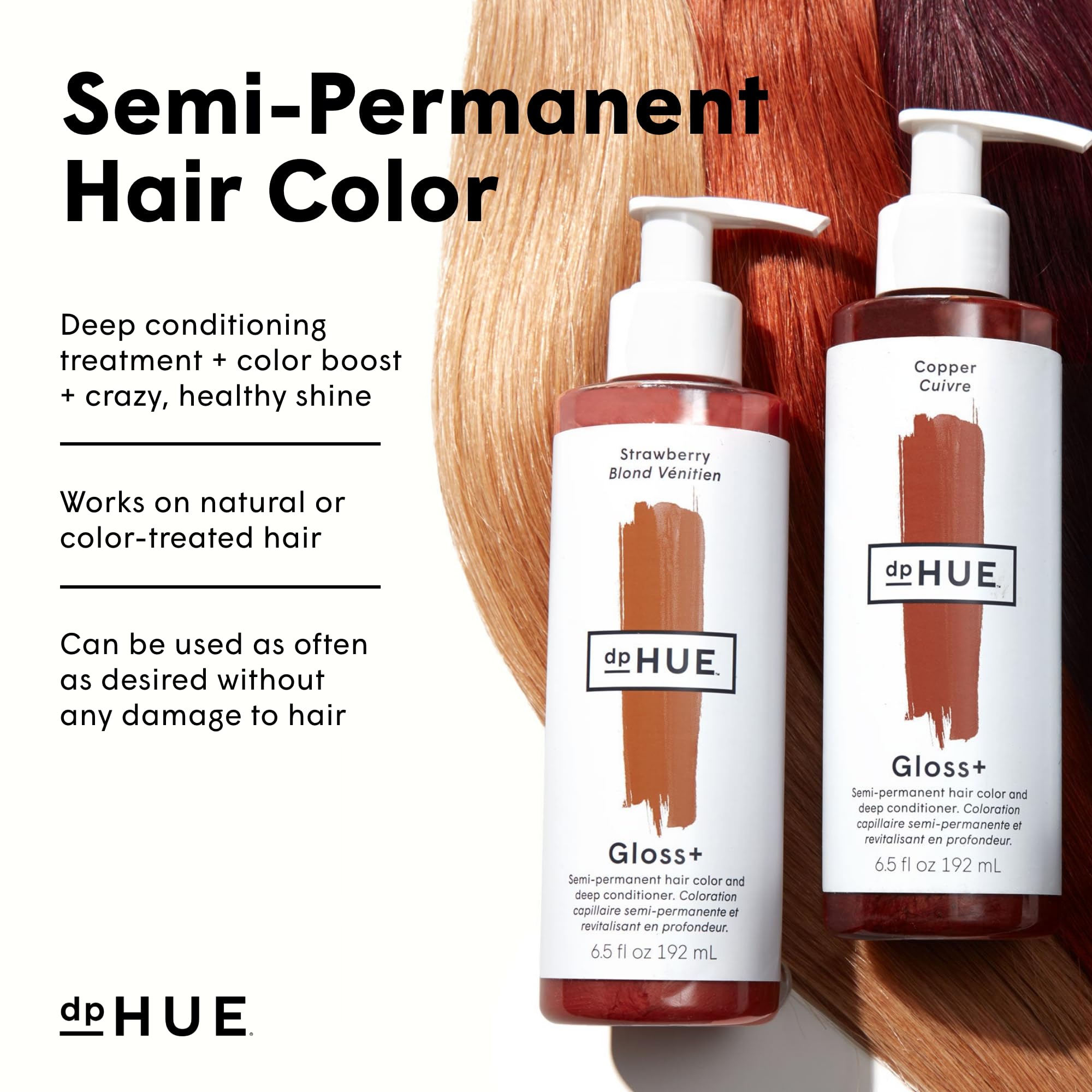 dpHUE Gloss+ Strawberry finished look with multi-dimensional color.