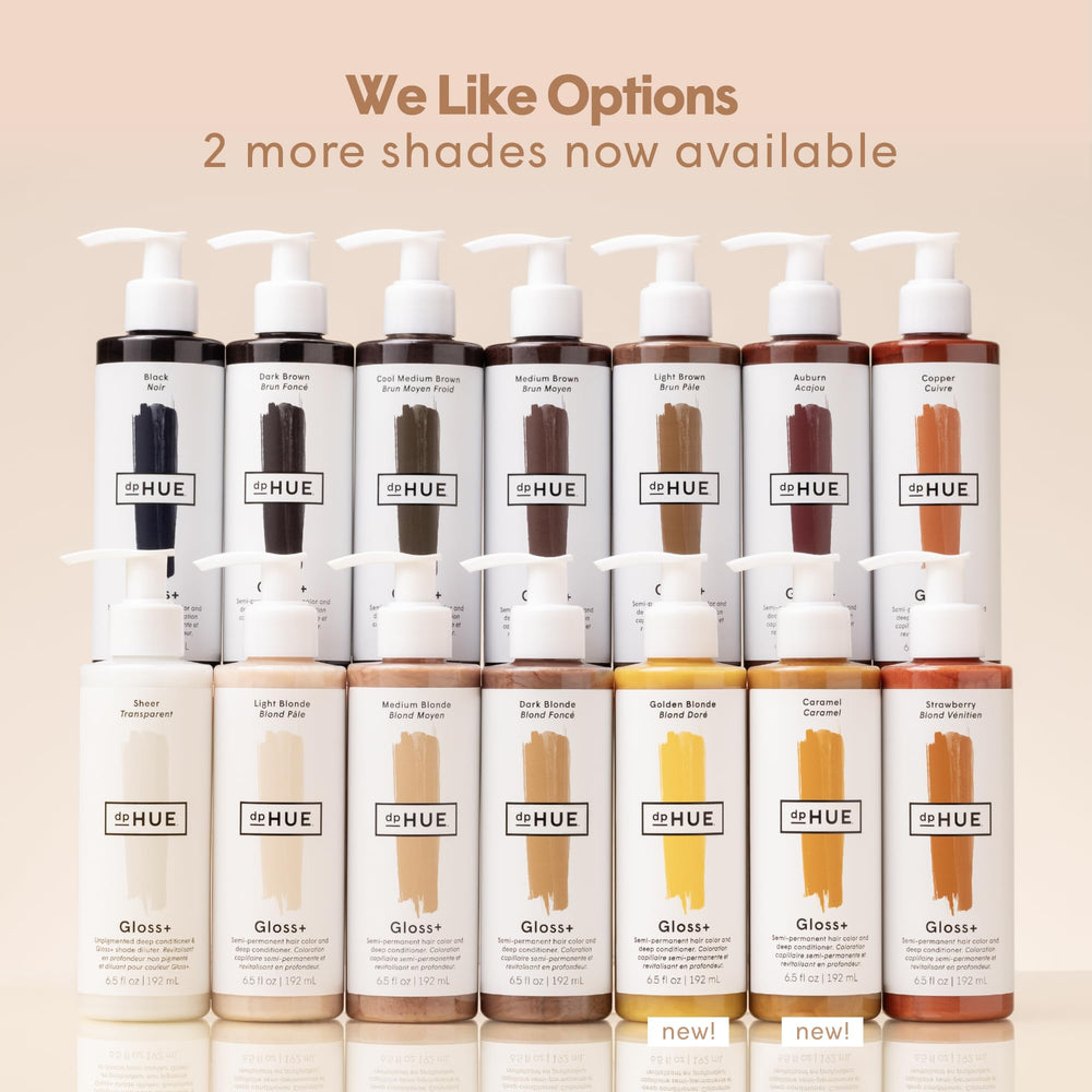dpHUE Gloss+ Vegan-certified formula with Leaping Bunny seal on packaging.