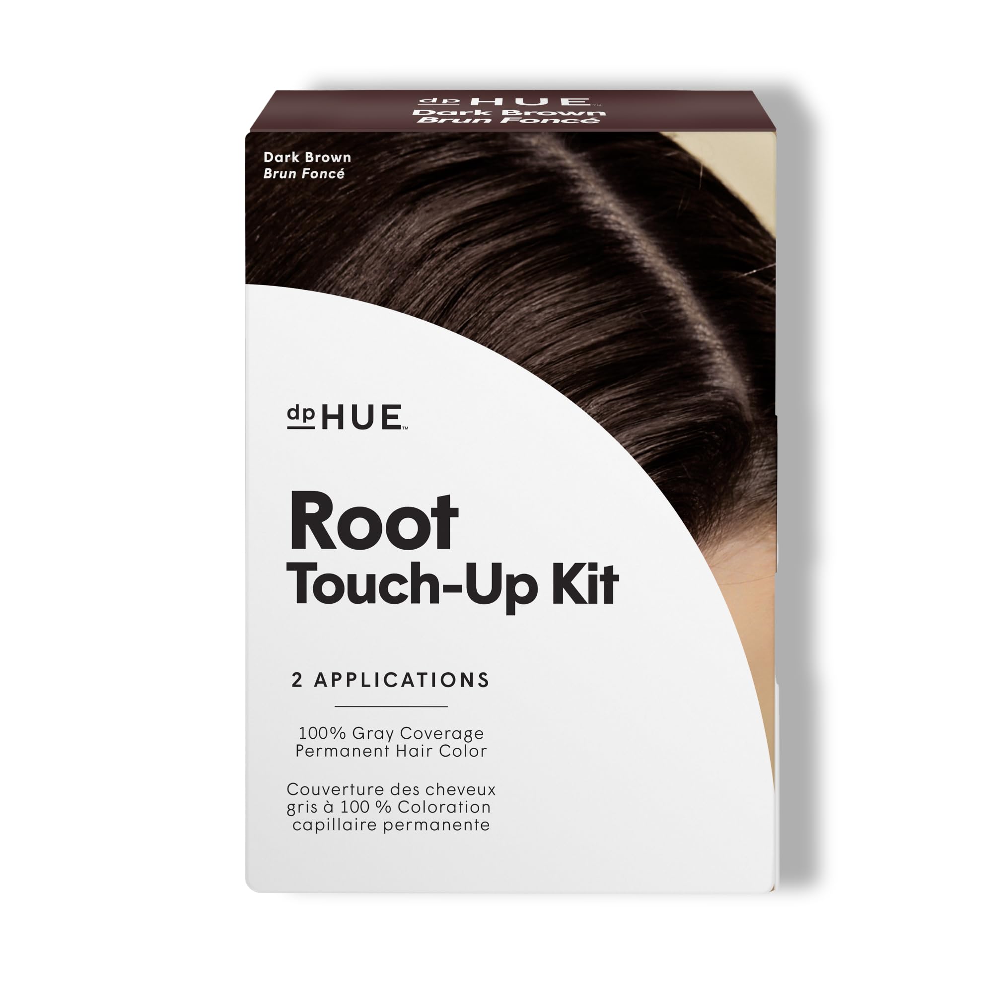 dpHUE Root Touch-Up Kit dark brown box shows at-home gray coverage option