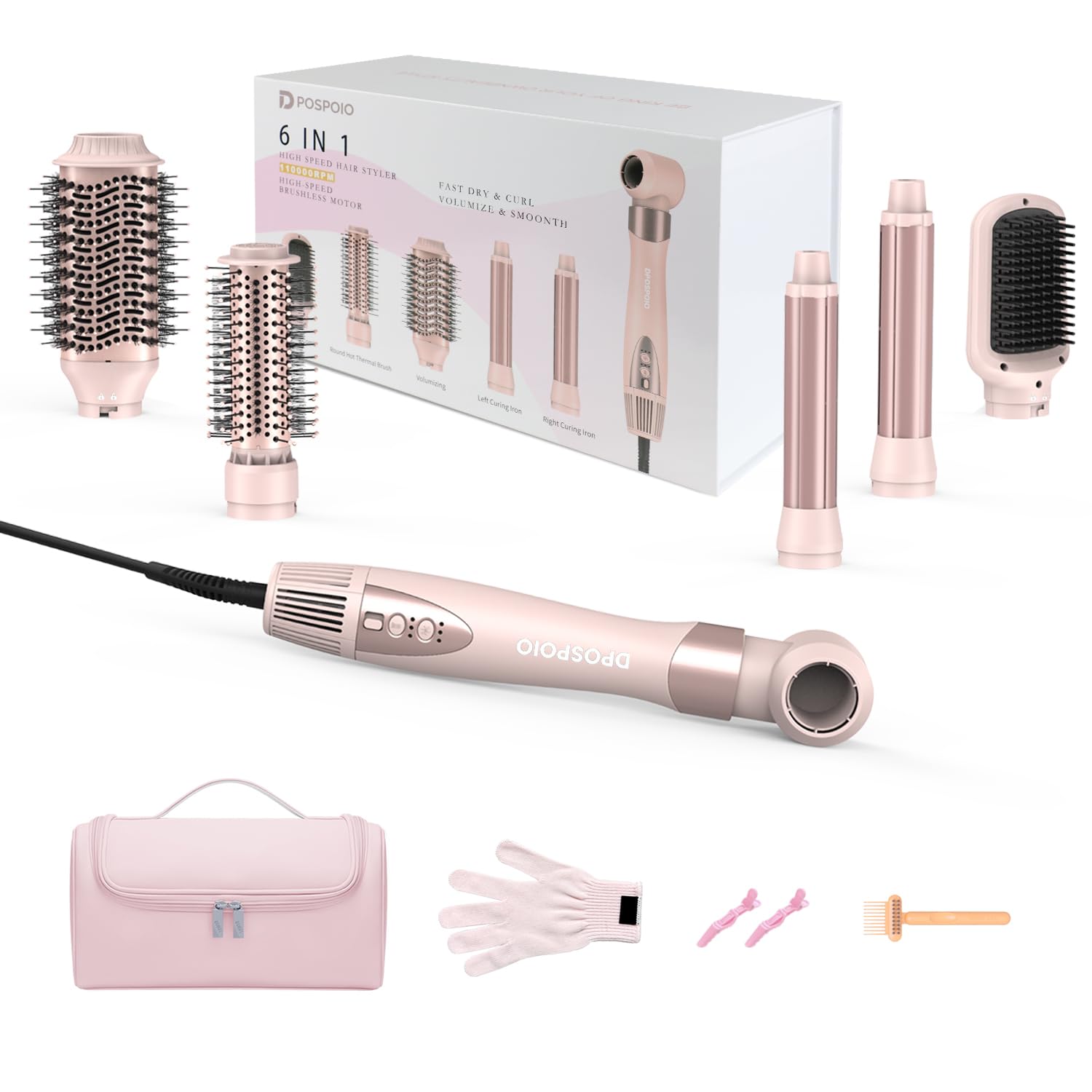 DPOSPOIO hair-styler-wrap-front-view shows compact home-styling convenience