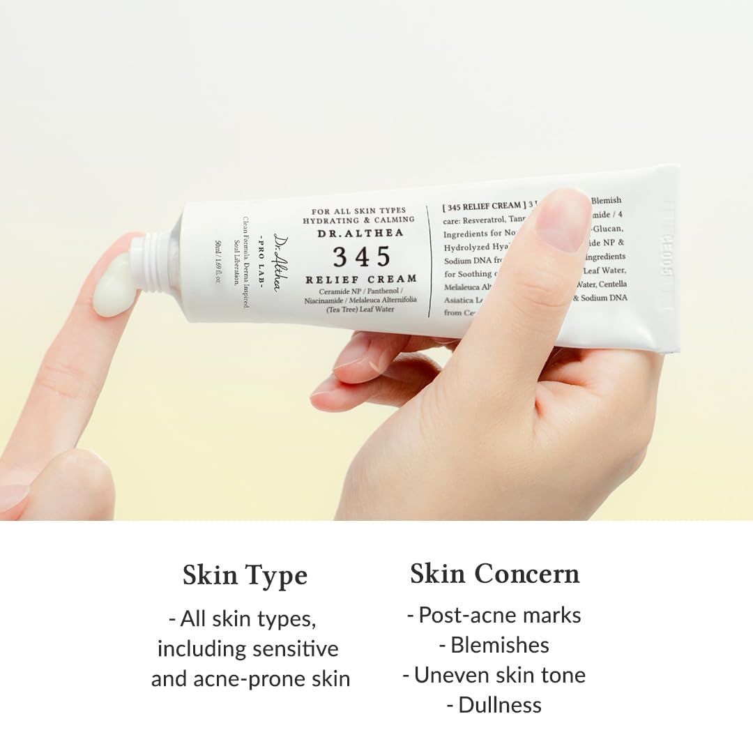 Dr.Althea 345 Relief Cream with ceramides and hyaluronic acid for moisture.