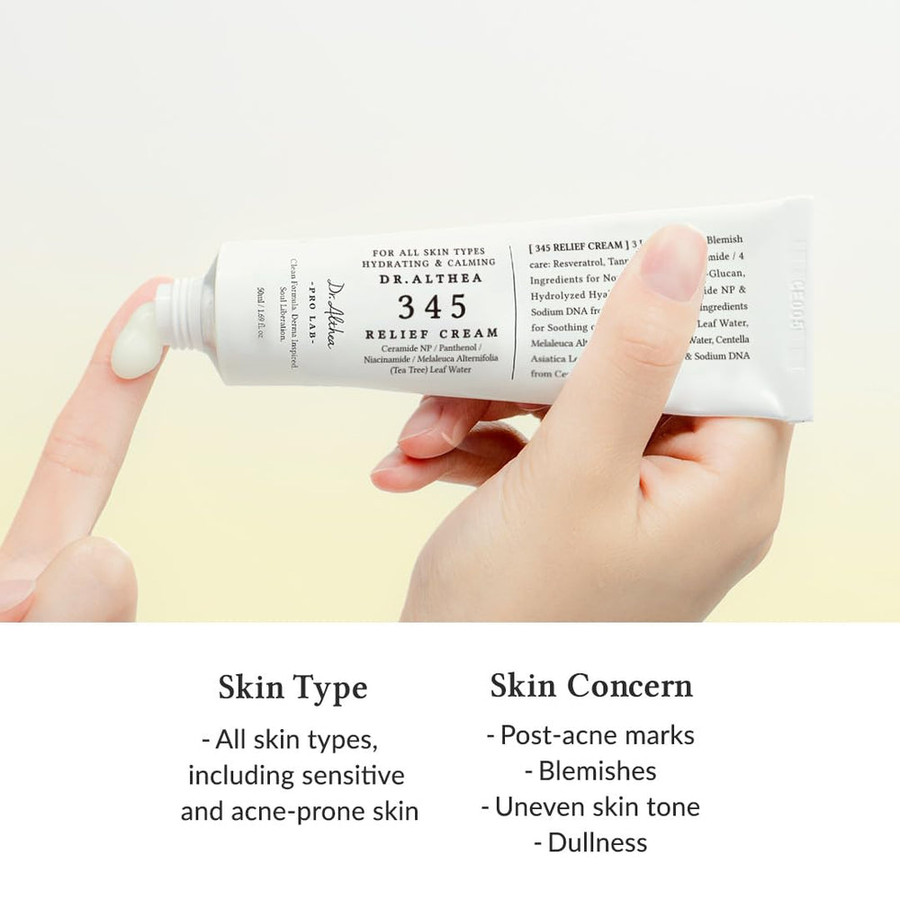 Dr.Althea 345 Relief Cream with ceramides and hyaluronic acid for moisture.