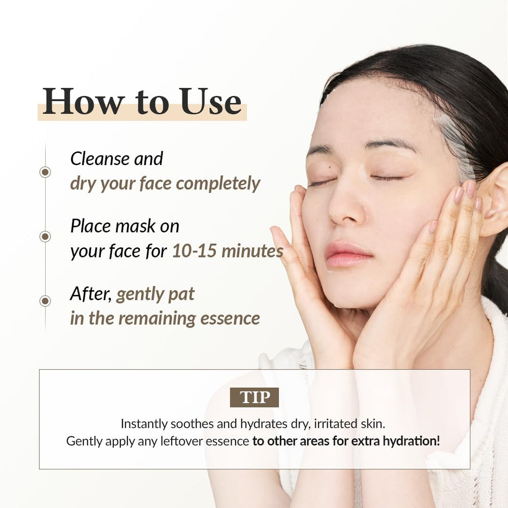 Sheet mask in use by Dr.Althea 345 Relief Cream Mask for calming daily routine.
