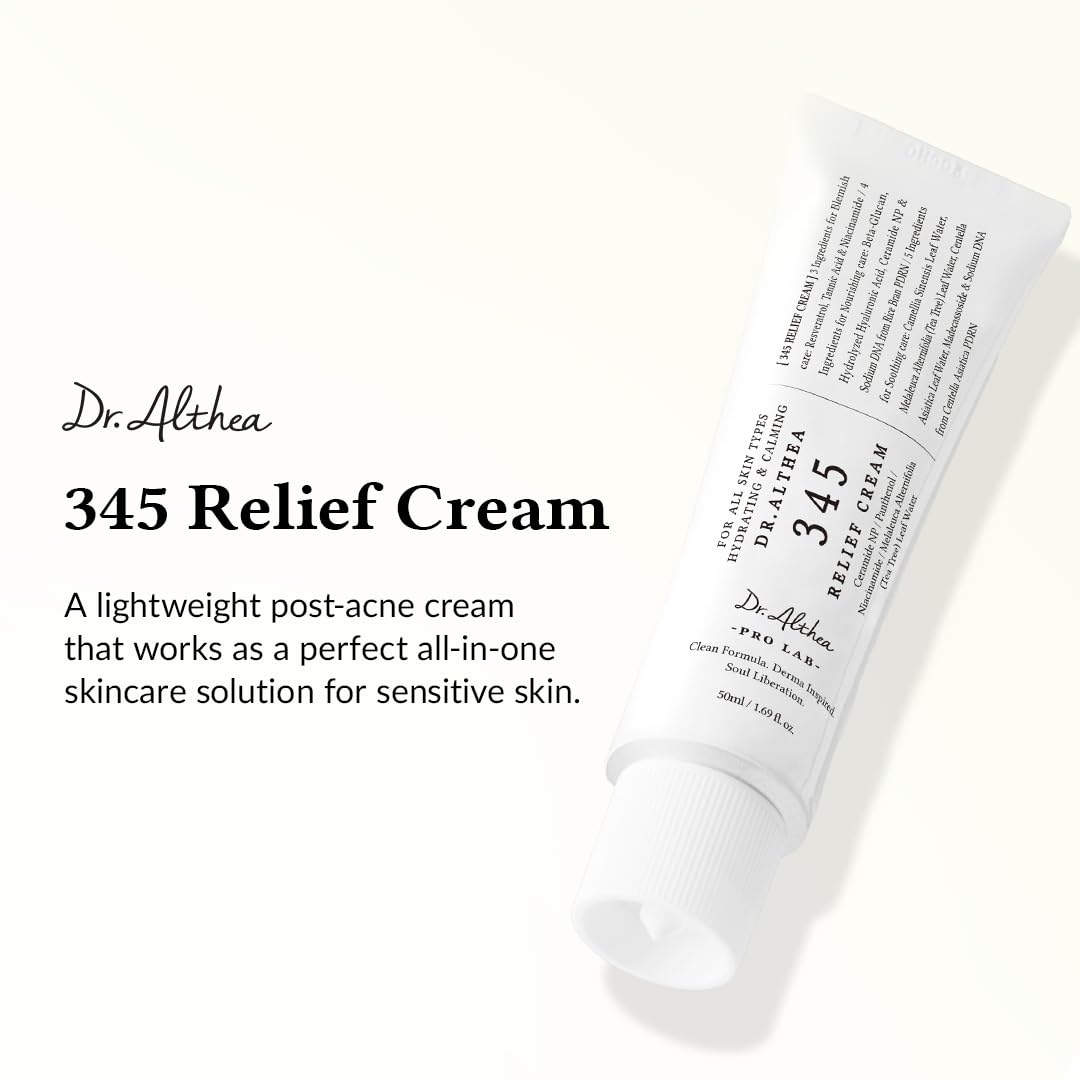Dr.Althea 345 Relief Cream vegan-certified label signaling ethical skincare.