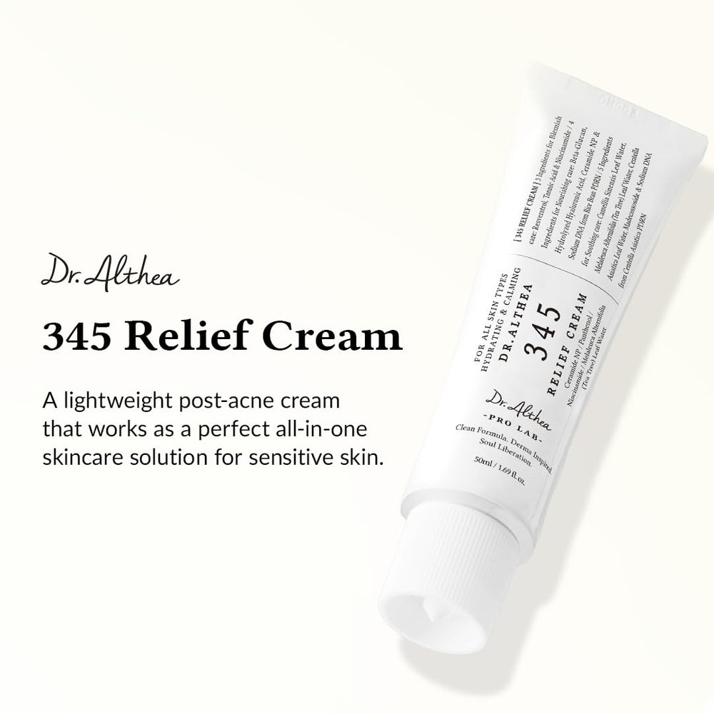 Dr.Althea 345 Relief Cream vegan-certified label signaling ethical skincare.