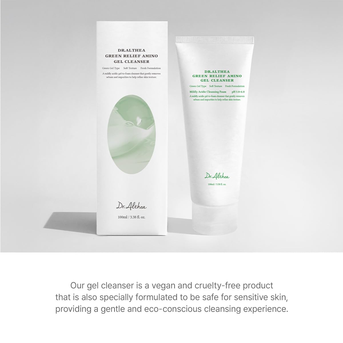 Travel-friendly packaging for Dr.Althea Green Relief cleanser.