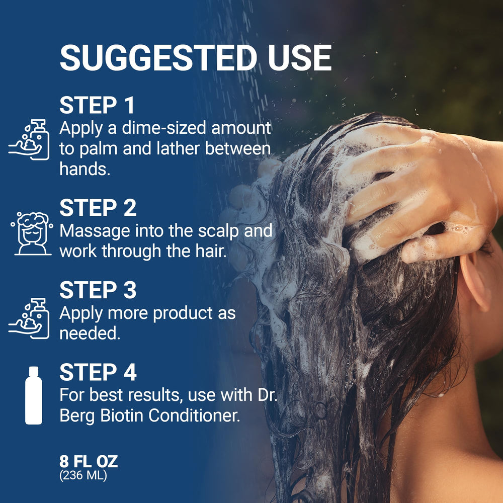 Dr. Berg Biotin Shampoo made-in-usa stamp signals quality and domestic production.