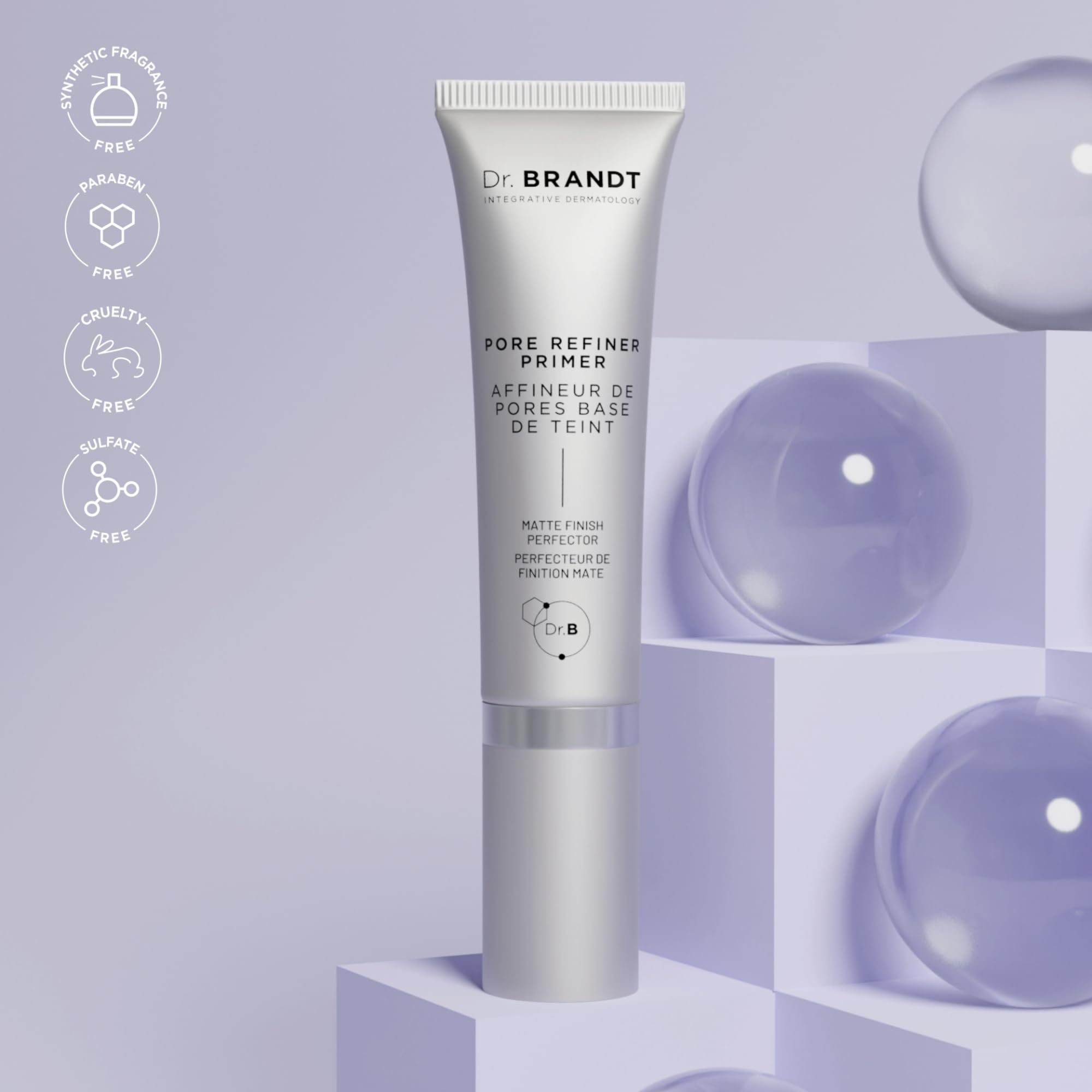 Dr. Brandt Pores No More primer used for midday oil control touch-up
