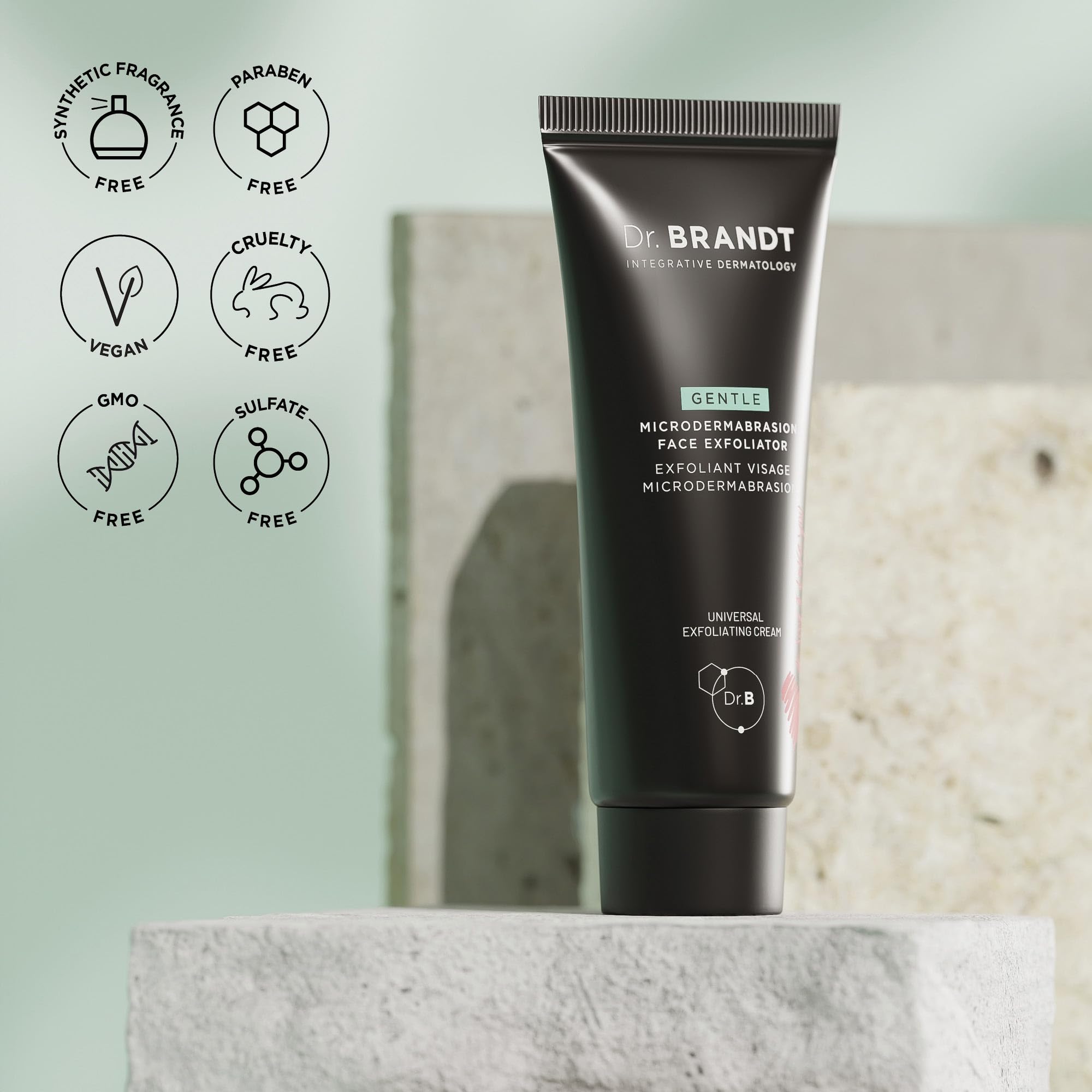 Dr. Brandt Skincare packaging box signals premium exfoliation solution for dullness