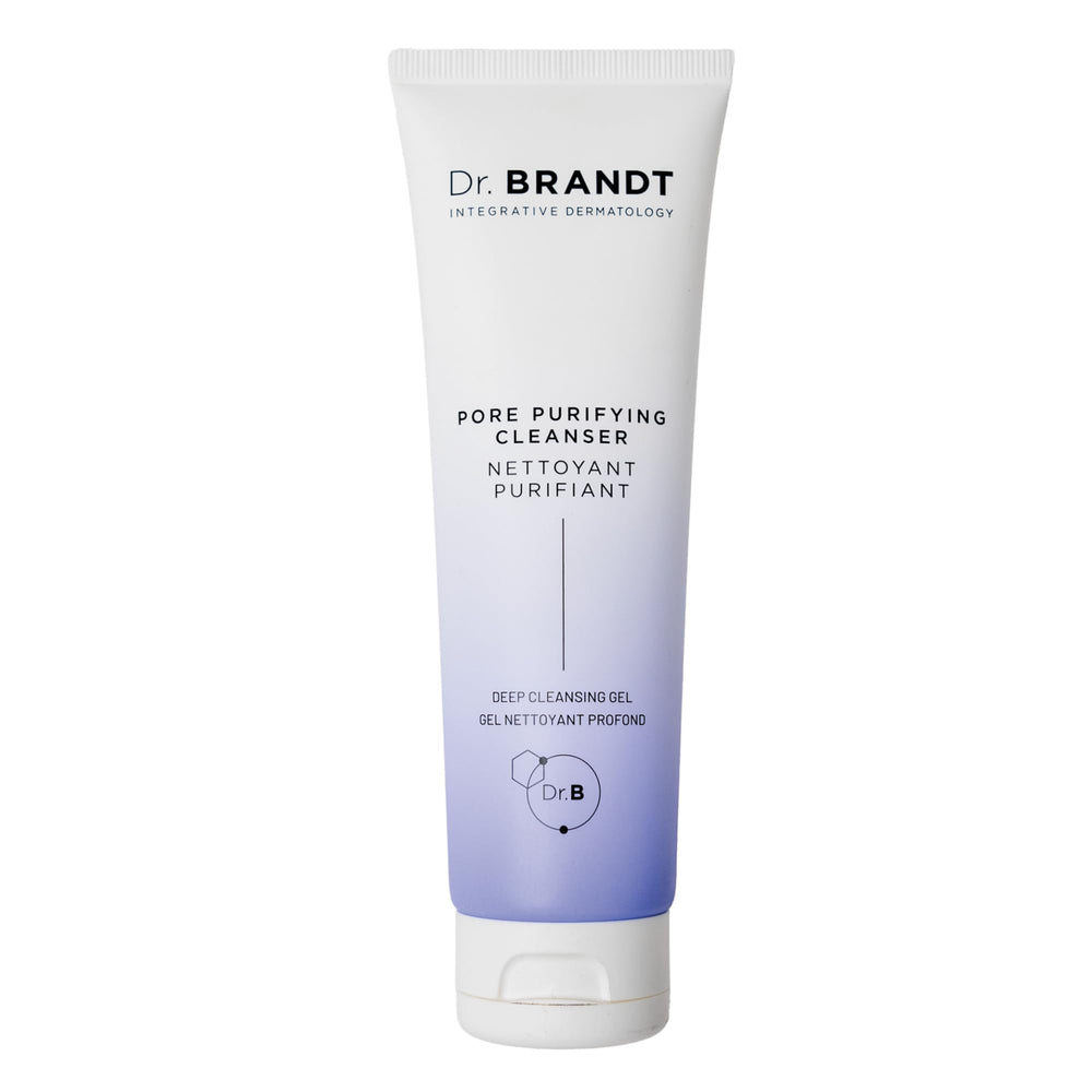 Dr. Brandt Skincare Pore Purifying Cleanser bottle shows pore-refining formula