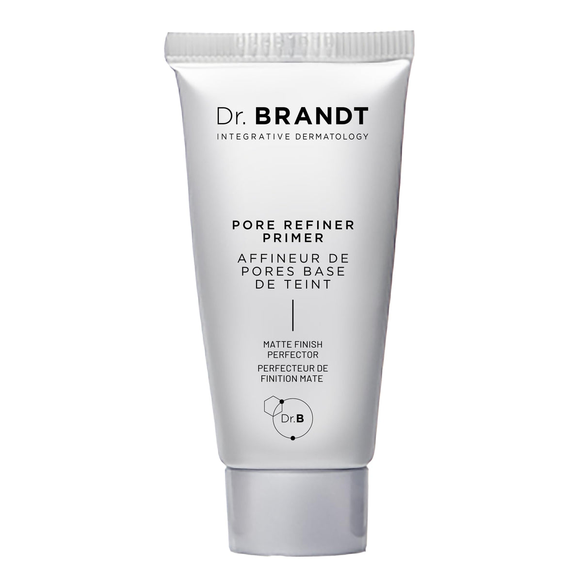 Dr Brandt Pores No More primer application close-up showing smooth texture and refined pores.