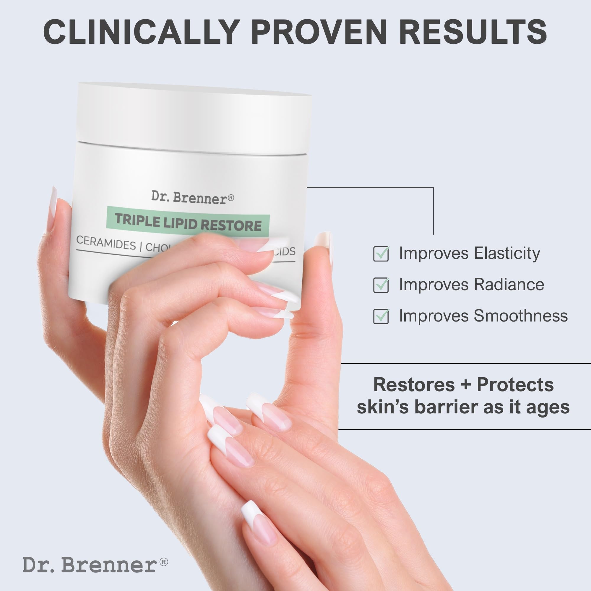 Dr Brenner fragrance-free formulation label communicates clean irritant-free skincare option