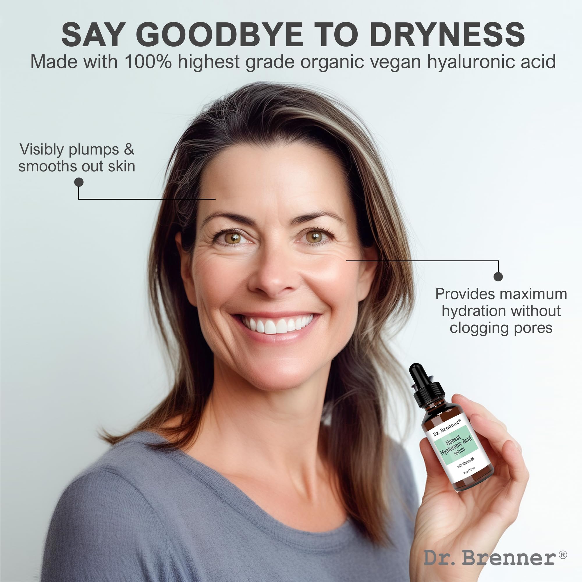 Dr. Brenner Hyaluronic Serum texture close-up showing quick absorption