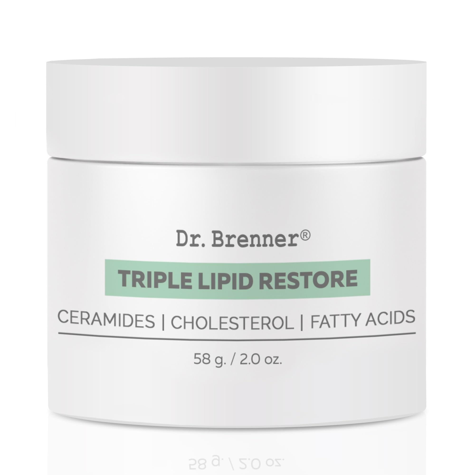 Dr Brenner triple lipid restore jar closeup shows rich hydration for daily moisture