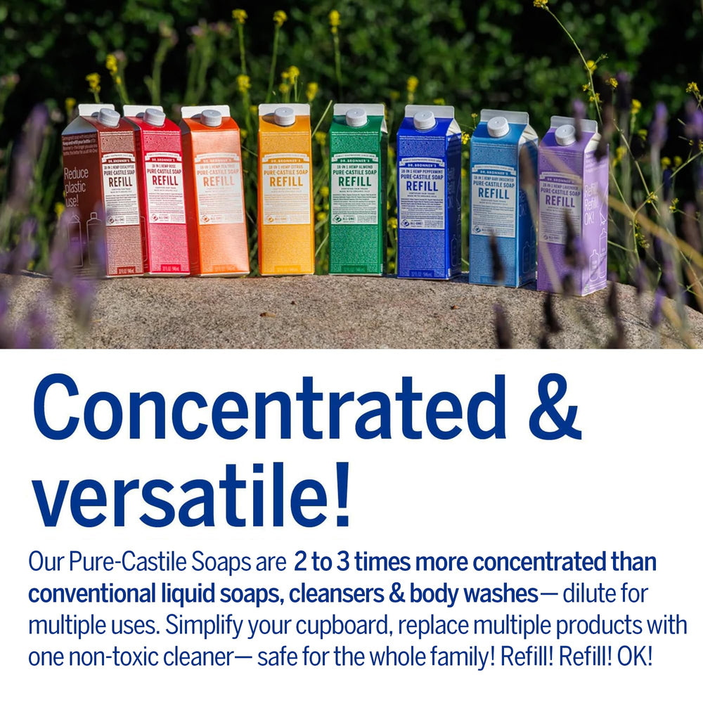 The refill carton shows 86% less plastic packaging for the product.