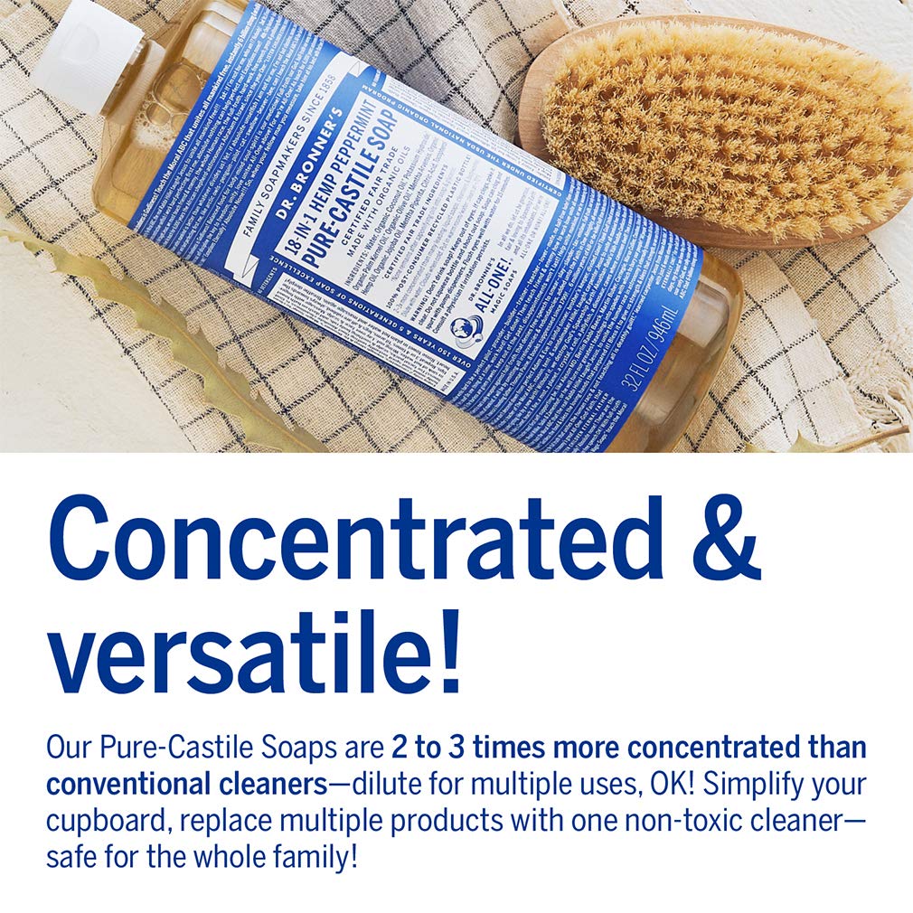 Dr. Bronner's All-Purpose cleaning close-up bottle ideal for mopping and surface cleaning.