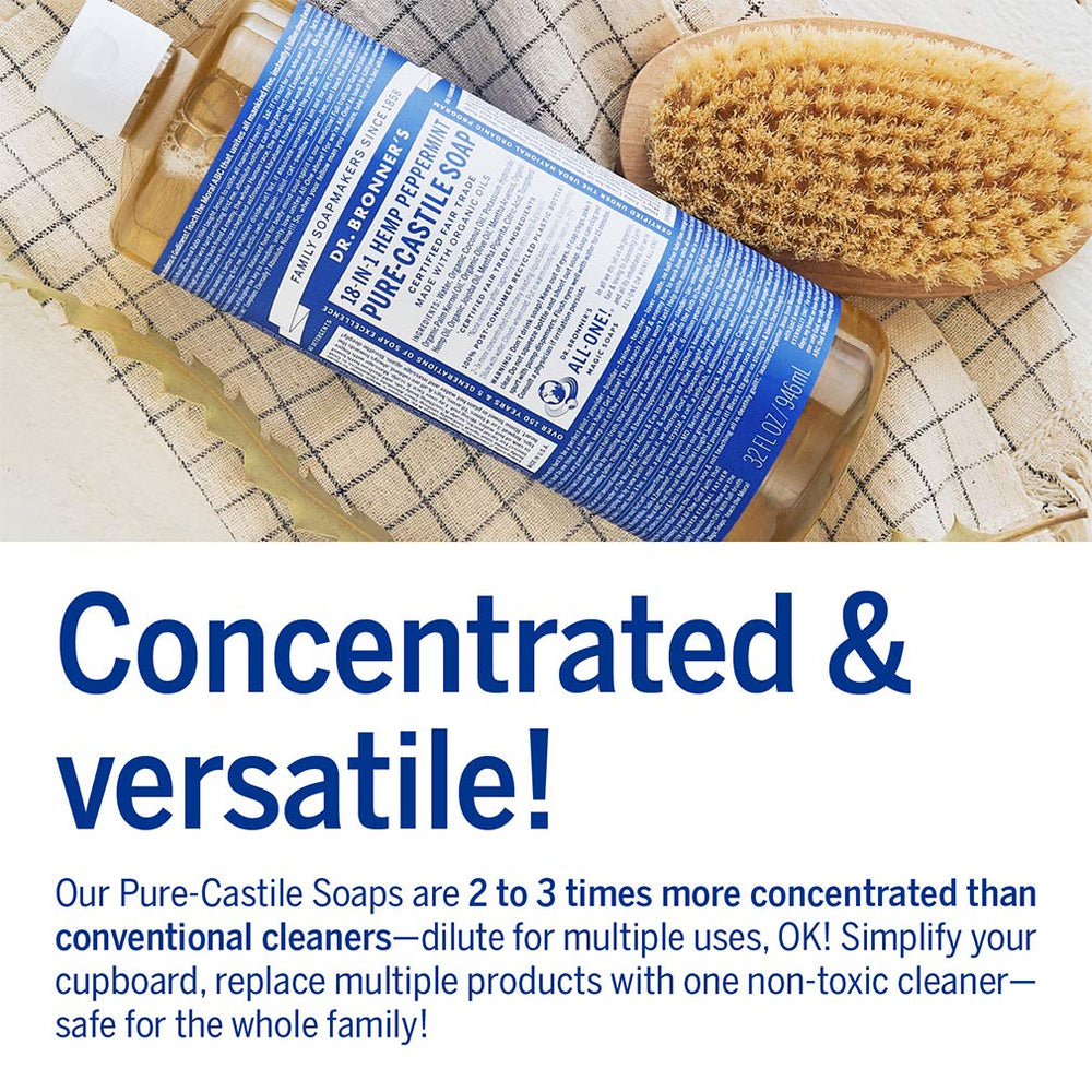 Dr. Bronner's All-Purpose cleaning close-up bottle ideal for mopping and surface cleaning.