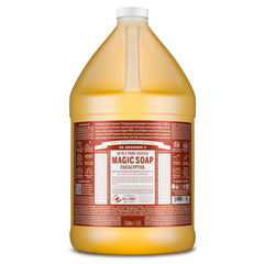 Dr. Bronner's eucalyptus pure-castile soap bottle with lush lather for skin cleansing
