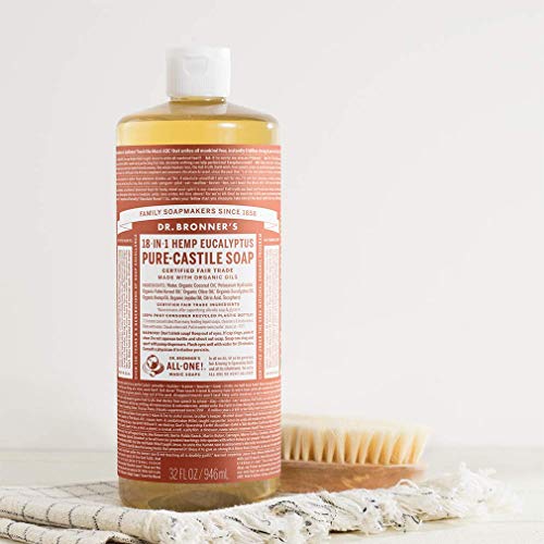 Dr. Bronner's eucalyptus scent close-up on hands